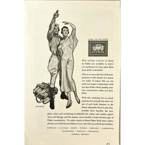 GM Body by Fisher "Available to motorcar purchasers at every price" Vtg Ad 1930